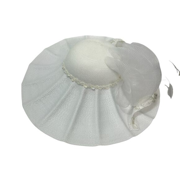 Vintage White Ms. Divine Church Derby Formal Wedding HAt with box - Picture 4 of 8